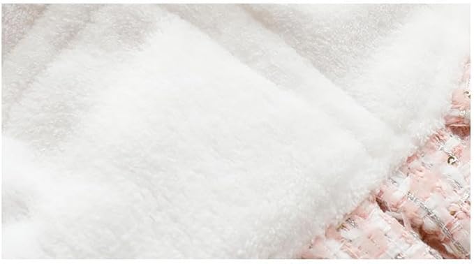 Pet Dress with Pearl Buttons, White Tweed with Black Bow and Rose Embellishments, Small Dog and cat Princess Outfit (White, Medium)