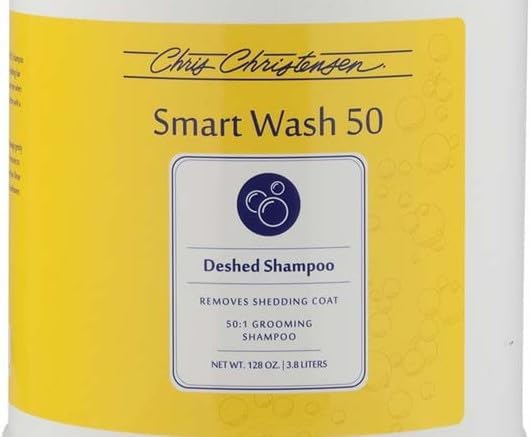 Chris Christensen SmartWash50 Deshed Ultra Concentrated Dog Shampoo, Makes up to 50 Bottles, Groom Like a Professional, Removes Shedding Coat, Adds Moisture, Made in USA, 1 gal