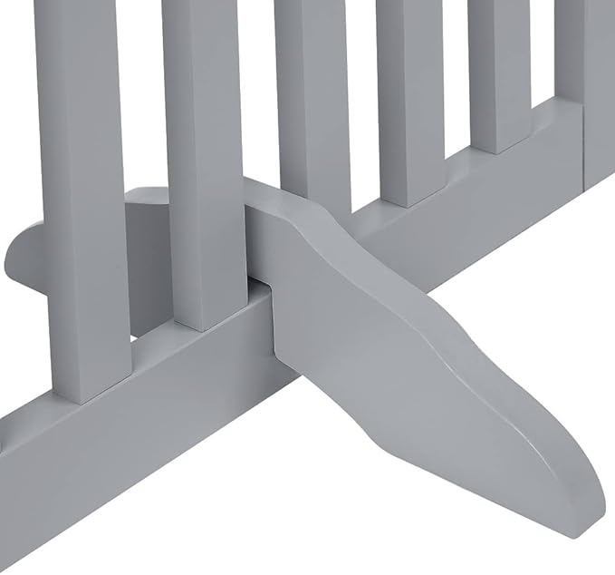 unipaws 36”H Free Standing Pet Gate for Dog Cat, Tall Wooden Dog Gates for Doorway, Stairs, Foldable Pet Fence for The House, Expandable Barrier, Indoor Use, Grey