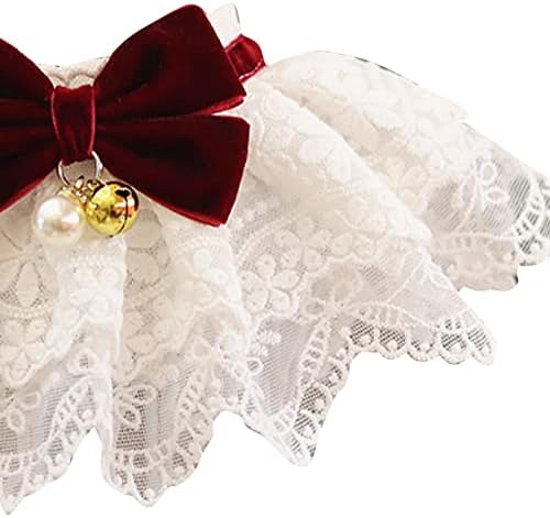 HEEPDD Pet Lace Bib Collar with Bow, Bandana Scarf Costume, Dress Up Accessories for Cats, Puppies, Medium Size