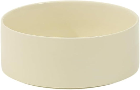 Ceramic 8.2inch Dog Bowl for Large-Breed Dogs, Anti-Slip and Weighted Pet Food and Water Bowl (Single Bowl - Beige)