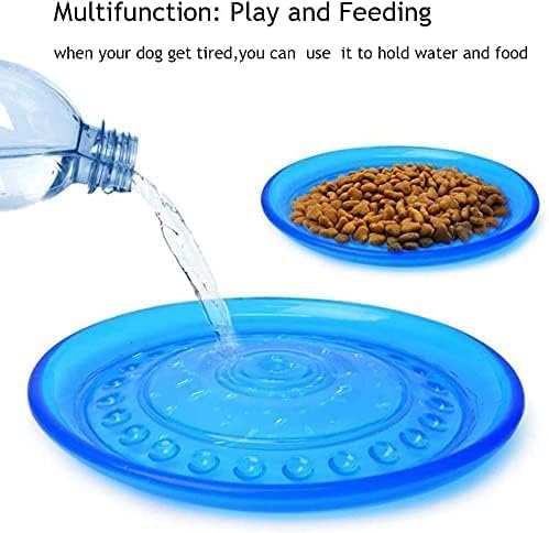 Dog Flying Discs Soft Teeth Cleanning Chew Toys,Rubber Material, Durable, Indestructible,2 Pack,18.5cm,90g,Blue and Purple Colors for Puppies Small Medium Dog Outdoor Training.