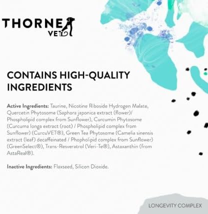 ThorneVet Longevity Supplement for Dogs & Cats - Powder Formula to Support Healthy Aging, Inflammation Balance, and Cellular Vitality – 90 Scoops