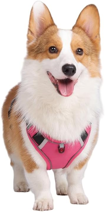 AirTag Dog Harness,Cat Harness All-in-One Dog Vest, Anti-Pull, Anti-Suffocation Reflective Dog Vest for Small, Medium, and Large Dogs and cat (Pink, XL(Chest:26.7-36.6",Neck:(23.6-31.1"))