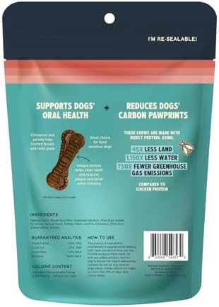Jiminy's Dental Chews for Dogs, Cinnamon Flavor, Scientifically Proven to Improve Oral Health, Dental Bones Clean Teeth, Fight Bad Breath, and Removes Plaque and Tartar, Large, 7ct (Pack of 1)