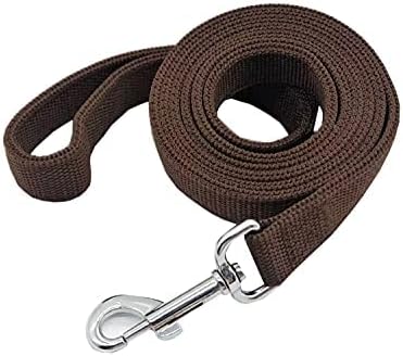 Strong Nylon Dog Leash with 2-Layer, 4 FT/ 6 Feet Long, 1 Inch Wide for Medium Large Dogs (1'' x 7 FT, Brown)