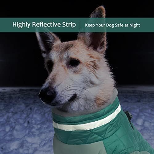Lelepet Dog Coat Warm Dog Winter Coat Waterproof Dogs Jacket with Harness Built in Reflective Pet Fleece Vest Zip-Up Cold Weather Coats for Large Dogs Turtleneck & Windproof Coats Boxer Mint Green XL
