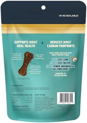 Jiminy's Dental Chews for Dogs, Cinnamon Flavor, Scientifically Proven to Improve Oral Health, Dental Bones Clean Teeth, Fight Bad Breath, and Removes Plaque and Tartar, Small, 20ct (Pack of 6)
