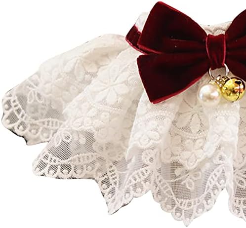 HEEPDD Pet Lace Bib Collar with Bow, Bandana Scarf Costume, Dress Up Accessories for Cats, Puppies, Medium Size