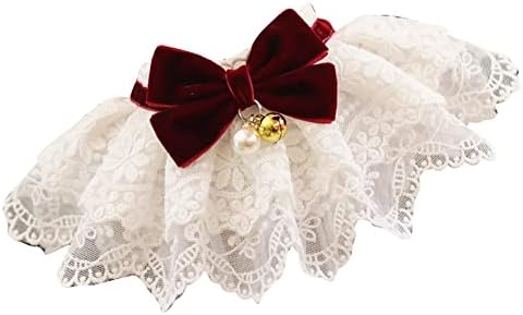 HEEPDD Pet Lace Bib Collar with Bow, Bandana Scarf Costume, Dress Up Accessories for Cats, Puppies, Medium Size
