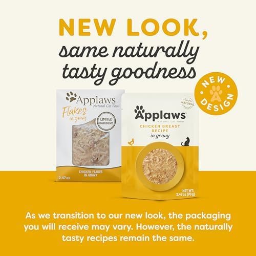 Applaws Natural Wet Cat Food in Gravy, Limited and Natural Ingredients, High Protein with No Artificial Additives, Chicken Breast in Gravy (12 x 2.47oz Pouches)