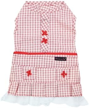 Parisian Pet Red Dog Dress - Country Side Lace Girl Dog Clothes - Gingham Stylish Puppy Dress - Casual Dog Birthday Dress - Summer Dog Dresses for Large Dogs Girl - Dog Pet Apparel - 3XL