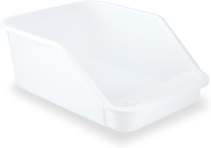 SpaceTime Large Cat Litter Box with High Sides,Cat Boxes for Indoor Cats,Cat Litter Pan for Kitty,Litter Box with Low Entry,Easy to Clean,Anti-Splashing(White)