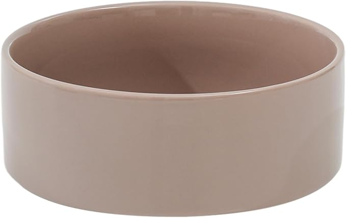 Ceramic 8.2inch Dog Bowl for Large-Breed Dogs, Anti-Slip and Weighted Pet Food and Water Bowl (Single Bowl - Brown Coffee)