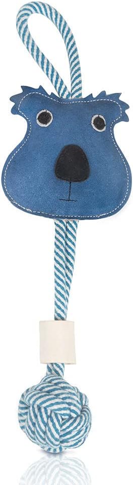 Natural Suede Leather & Rope Chew Toy with Bone for Medium to Large Breed Dogs (Squirrel Shape)