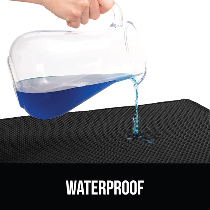 GORILLA GRIP Honeycomb Cat Litter Box Mat, 35x24 Two Layer Trapping Waste Mats, Soft On Paws, Litter Box Supplies and Essentials for Indoor Cats, Traps Excess, Water Resistant for Floors, Black