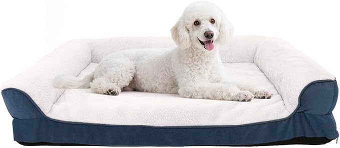 Dog Bed Medium to Large Dogs - Waterproof Couch with Removable Washable Cover and Egg Crate Foam Comfort Cage Beds Zipper Non-Slip Bottom Pad Bite-Proof