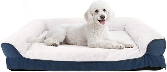 Dog Bed Medium to Large Dogs - Waterproof Couch with Removable Washable Cover and Egg Crate Foam Comfort Cage Beds Zipper Non-Slip Bottom Pad Bite-Proof