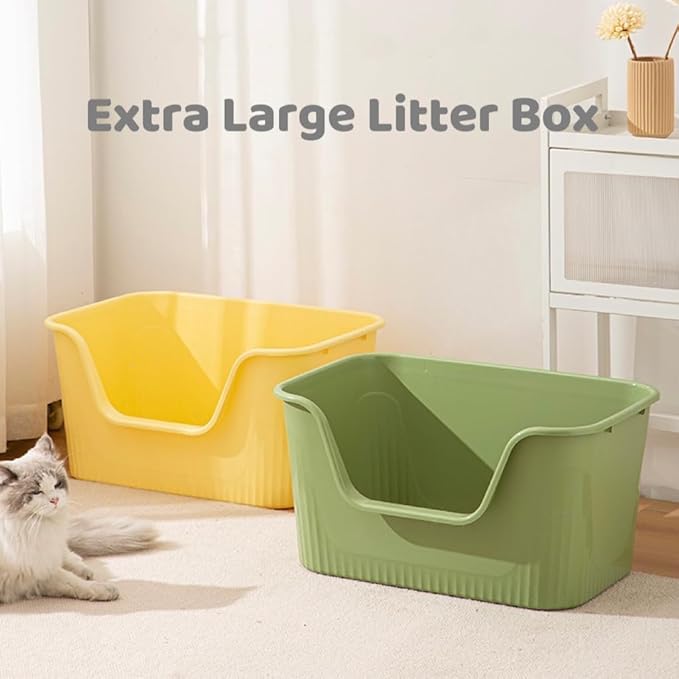 Extra Large Litter Box with High Sides 25.27" Lx17.83 Wx13.11 H,Anti-Splashing,Tool-Free Assembly,Multi Kitty Cat Litter Box,Jumbo (Grey)