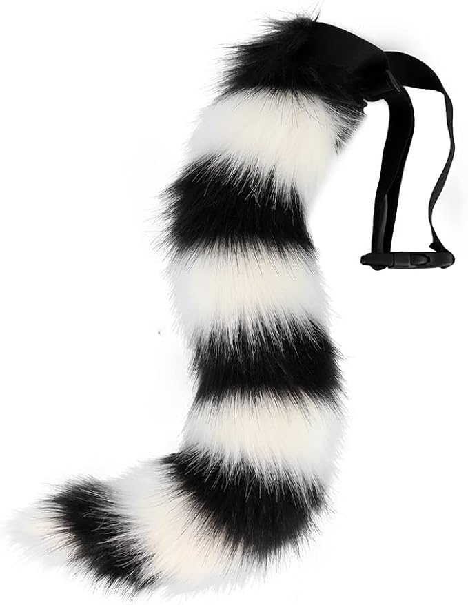 Cat Ears and Wolf Fox Animal Tail Cosplay Costume Faux Fur Hair Clip Headdress Halloween Leather Neck Chocker Set