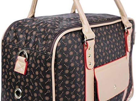 Pet Carrier Tote Around Town Pet Carrier Portable Dog Handbag Dog Purse for Outdoor Travel Walking Hiking, Brown, 15.75''*11.42''*6.7''