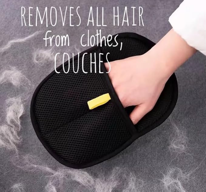 Pet Hair Removal Gloves, Black, Washable and Reusable, for Cats and Dogs, Furniture Cleaning