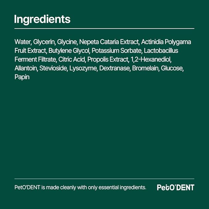PetO’Dent Dental Water Additive for Cats–No Brushing Needed, Fresh Breath, Tartar Control & Gum Care with Catnip & Silvervine Extracts, 8.45 fl oz / 250ml