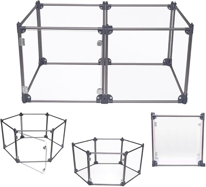 Front Row Foldable Dog Playpen – Durable and Portable Puppy Playpen for Exercise, Rest & Play – Clear Fence Panels with Aluminum Rods and Crate for Dogs and Other Small Pets (Charcoal, 6-Panel)