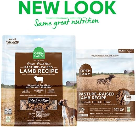 Open Farm Freeze Dried Raw Dog Food, Humanely Raised Meat Recipe with Non-GMO Superfoods and No Artificial Flavors or Preservatives (3.5 Ounce (Pack of 1), Pasture Raised Lamb)