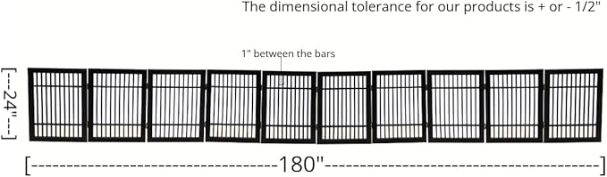Pet Dog Gate Strong and Durable Freestanding Folding Acacia Hardwood Portable Wooden Fence Indoors or Outdoors by Urnporium (Black Pet Gate, 10 Panel 24" Tall)
