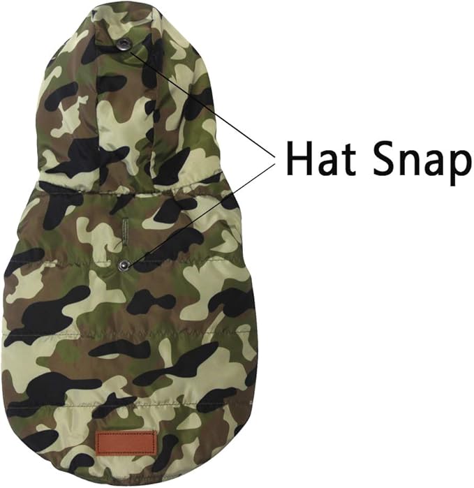 Fleece Lining Extra Warm Dog Hoodie in Winter for Small Dogs Jacket Puppy Coats with Hooded,Green Camo M