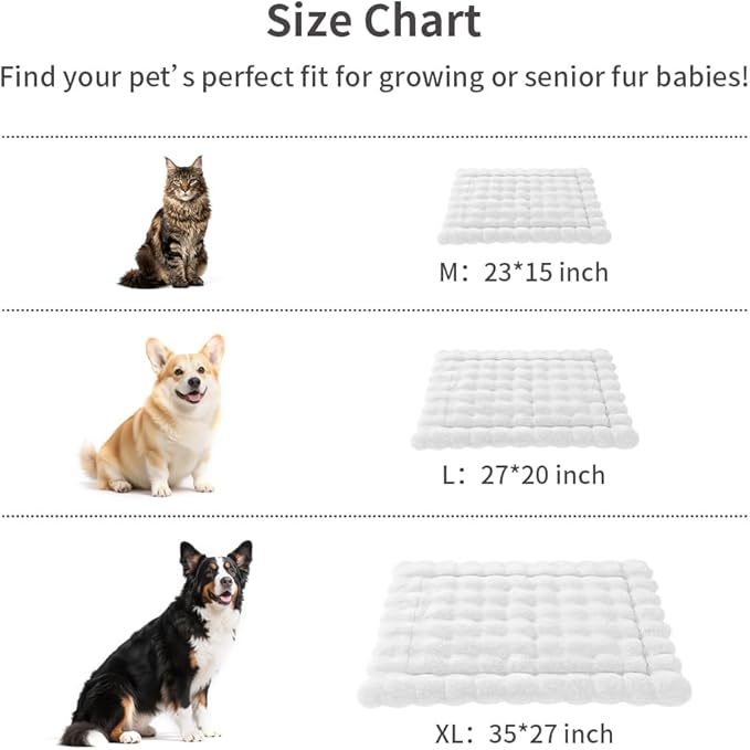Plush Dog Bed Mat Faux Fur Cat Beds for Indoor Cats with Anti-Slip Bottom Kitten Self Warming Bed for Couch/Floor/Dog & Puppy Friendly 27 x 20 Inch Large White