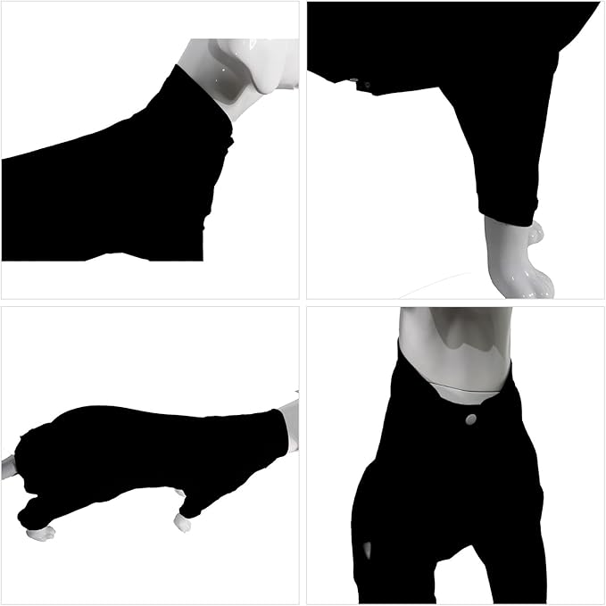 Lovelonglong Four Feet Dog Lightweight Pajamas, Pure Cotton Dog Jumpsuits 4 Legs Dog Onesies T-Shirt Stylish PJS Puppy Costume for Large Medium Small Dogs Black M
