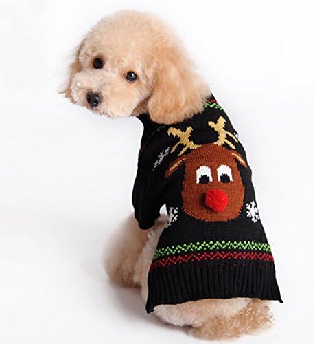 Mikayoo Dog Christmas Sweater - Cat Holiday Sweaters, Legless Design Keep Warm and Move Freely, Holiday Festive Sweater for Small Dogs or Cats (Black Deer M)