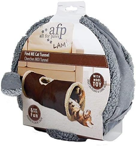 ALL FOR PAWS AFP Crinkle Cat Tunnel Cat Toys (Lambswool),You Will Receive Either a Brown or Gray or tan Toy