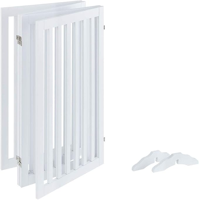 unipaws 36”H Free Standing Pet Gate for Dog Cat, Tall Wooden Dog Gates for Doorway, Stairs, Foldable Pet Fence for The House, Expandable Barrier, Indoor Use, White
