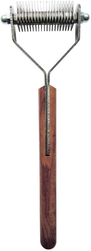 Mars Coat King Dematting Undercoat Grooming Rake Stripper Tool for Dogs and Cats, Stainless Steel with Wooden Handle for Thick Coats, 20-Blade Stripper for Groomers, Pet Owners