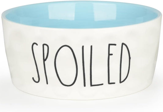 27OZ Ceramic Dog Bowl - 6 Inch Small Food Water Bowl, Heavy Duty Non-Slip Dog Dish for Medium Dogs, Food Grade Porcelain Pet Feeder Bowls, Microwave & Dishwasher Safe, Blue