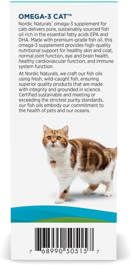 Nordic Naturals Omega-3 Cat, Unflavored - 2 oz - 304 mg Omega-3 Per One mL - Fish Oil for Cats with EPA & DHA - Promotes Heart, Skin, Coat, & Immune Health - Non-GMO