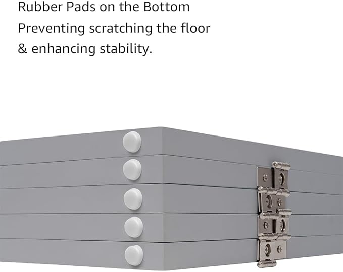 unipaws 24”H Free Standing Pet Gate for Dogs and Cats, Wooden Dog Gates for Doorway, Stairs, Dog Room Divider, Step Over Foldable Pet Fence for The House, Expandable Barrier, Indoor Use, Grey