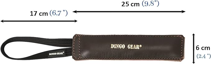 Dingo Gear Brown Grain Leather Dog Toy for bite Training, Handmade for Strong Dogs, 10in 0.13 kg