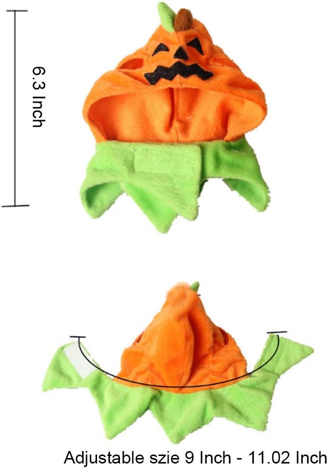 ANIAC Pet Halloween Costume Cat Pumpkin Hat with Scarf Halloween Cat Outfit Funny Kitten Outfit Small Dog Pumpkin Costume for Cats Dog Orange
