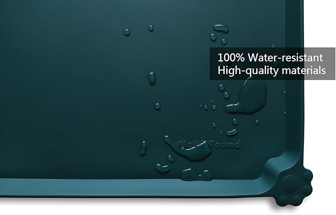 Hoki Found X-Large Silicone Non Slip Pet Food Mats - Tray for Dogs, Cats - Waterproof Feeding Mat - Dark Cedar