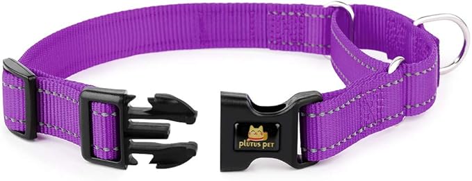 PLUTUS PET Reflective Martingale Collar with Quick Snap Buckle,No Pull Dog Choker Collar for Small Medium Large Dogs,XS,Purple