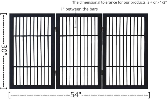 Pet Dog Gate Strong and Durable Freestanding Folding Acacia Hardwood Portable Wooden Fence Indoors or Outdoors by Urnporium (Black Pet Gate, 3 Panel 30" Tall)