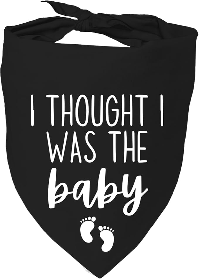 I Thought I was The Baby Bandana Pet Scarf Pregnancy Announcement Bandana Dog Bandana for Dogs Pet Accessories for Dog Lovers Pregnancy Reveal Ideas (Black)