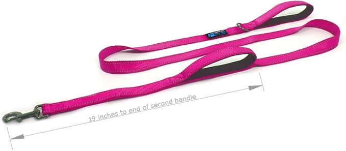 Max and Neo Double Handle Traffic Dog Leash - Reflective, Donates to Dog Rescue (Pink, 6 FT)