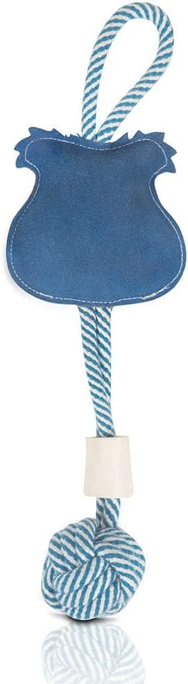 Natural Suede Leather & Rope Chew Toy with Bone for Medium to Large Breed Dogs (Squirrel Shape)