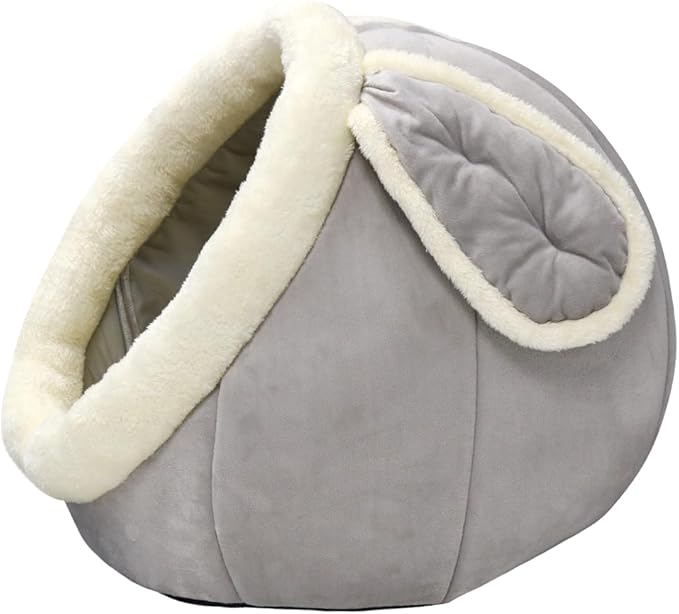 Cat Beds for Indoor Cats - Rabbit-Shaped Cat Cave Bed with Hanging Toy,Super Soft Calming Pet Bed for Kitten,Small Dog,Warm Plush&Machine Washable&Removable Cotton Pad,cat Hideaway