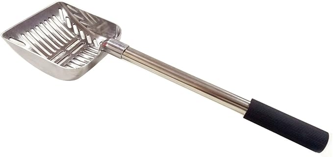 Cat Litter Scooper Metal Cat Litter Scoop Long Handle Cat Scoop Aluminum Litter Box Scooper Kitty Litter Scoop Non-Stick Stronger Large Cat Litter Sifter Scoop Manages Big Clumps of Multi-cat Families